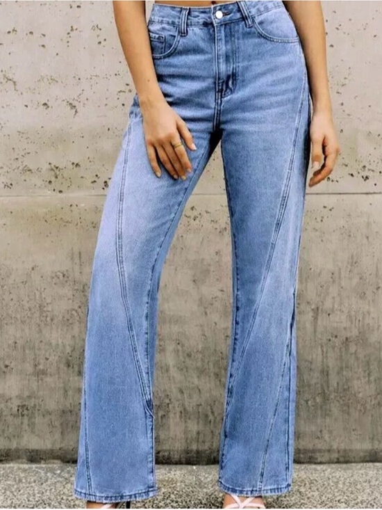 Commense Denim - Commense Light Blue Panel Wide-Leg Jeans